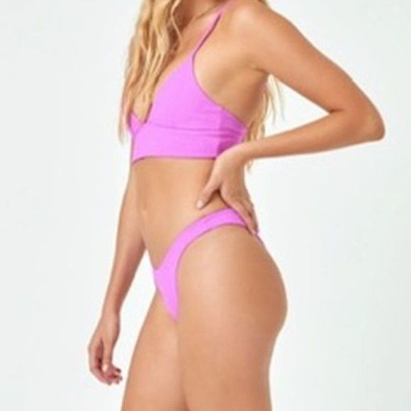 NWOT L*Space Pointelle Rib Cabana Bikini Bottom in Purple size M - Picture 3 of 7